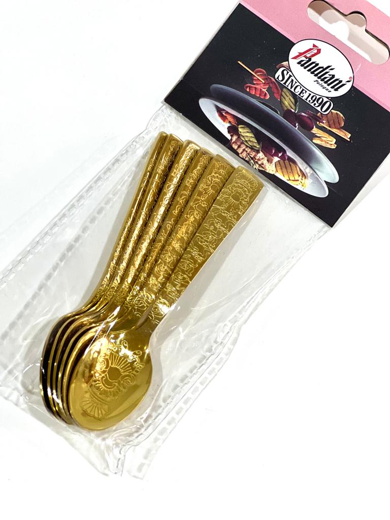 6 Cuillères à Café dorées