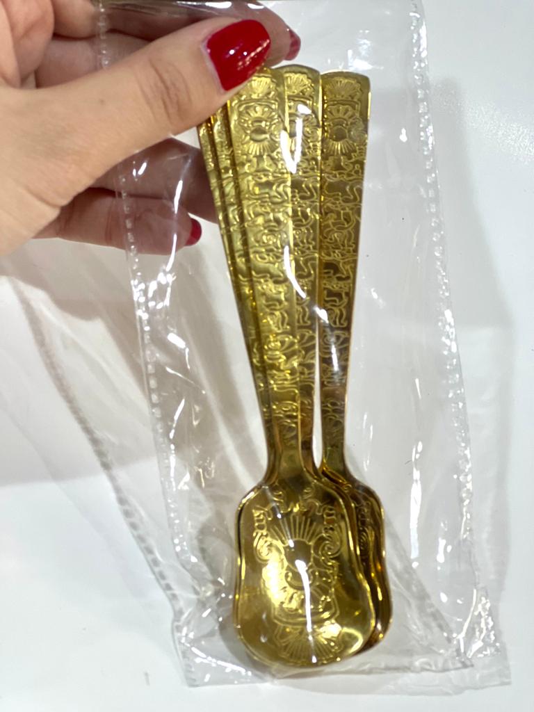 6 Cuillères à glace Dorées