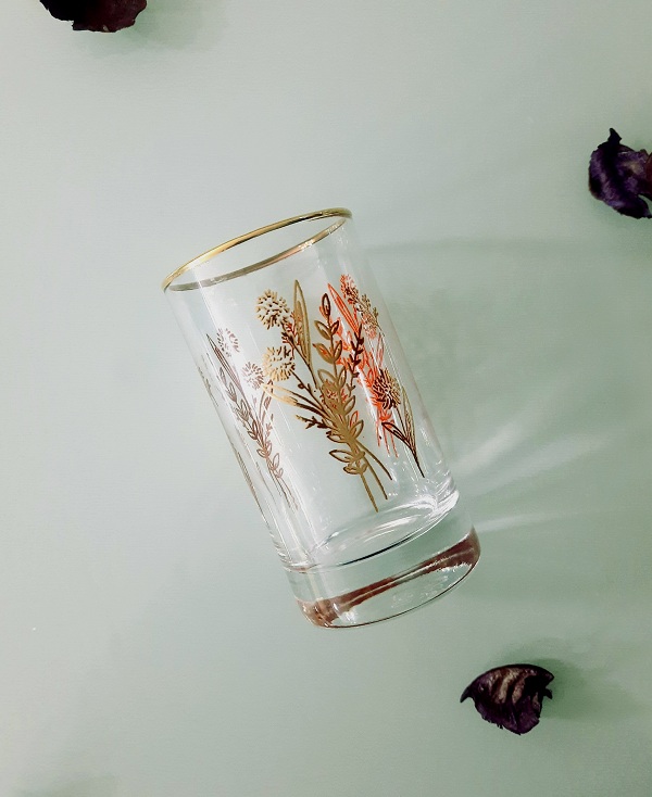 6 Verres à thé Bouquet Or