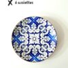 6 Assiettes à Gâteau Mosaïque Bleu