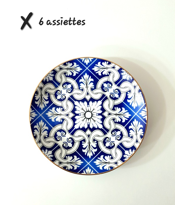 6 Assiettes à Gâteau Mosaïque Bleu