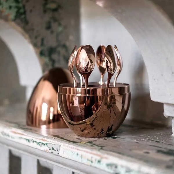 6 Cuillères à Café Oeuf Rose-Gold