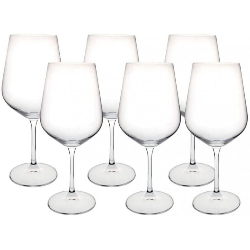 Six verres ballon sur un piédouche torsadé en verre irisé de